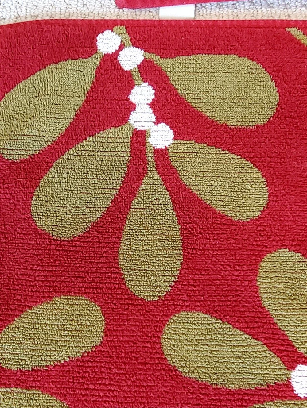 Pottery Barn Turkish Cotton Holly Leaf Red/Olive Green 5 Piece Towel Set